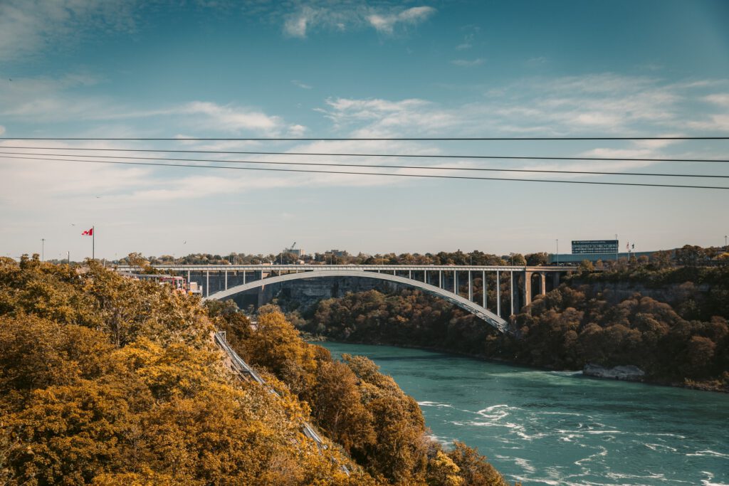 A border bridge between Canada and the US in Niagara Falls, Ontario