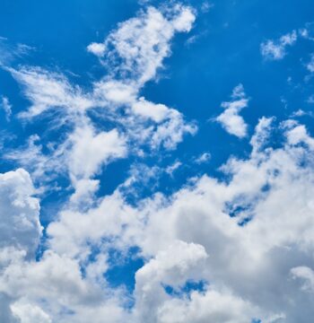 White clouds in a blue sky representing cloud-based accounting software