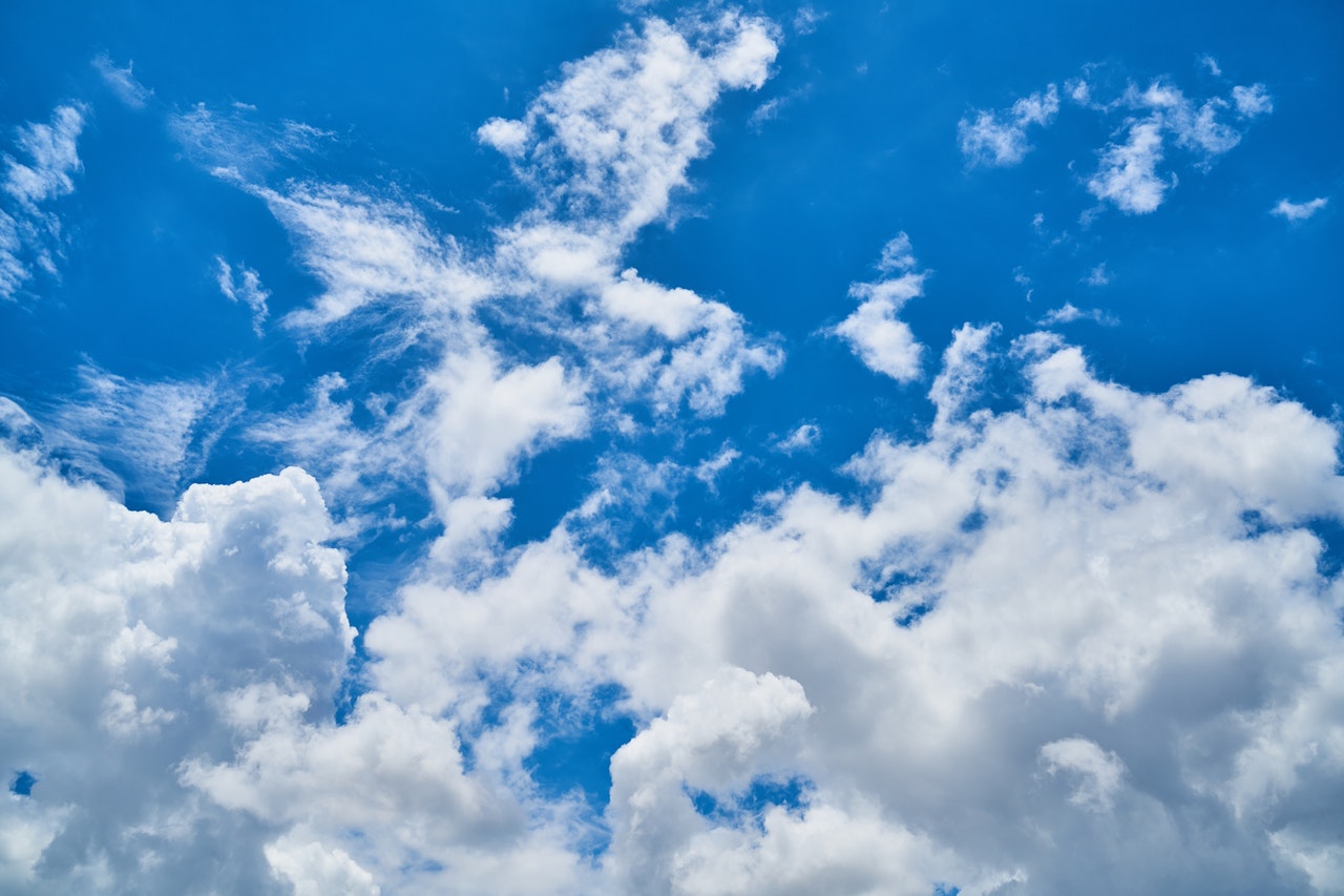 White clouds in a blue sky representing cloud-based accounting software