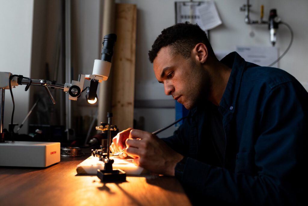 An image of small business owner working in his shop