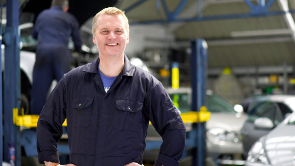 An image of a small business owner in his auto shop in Burlington Ontario
