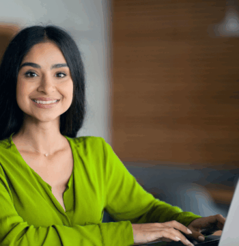 An image of an independent contractor who works remotely for a small business in Hamilton