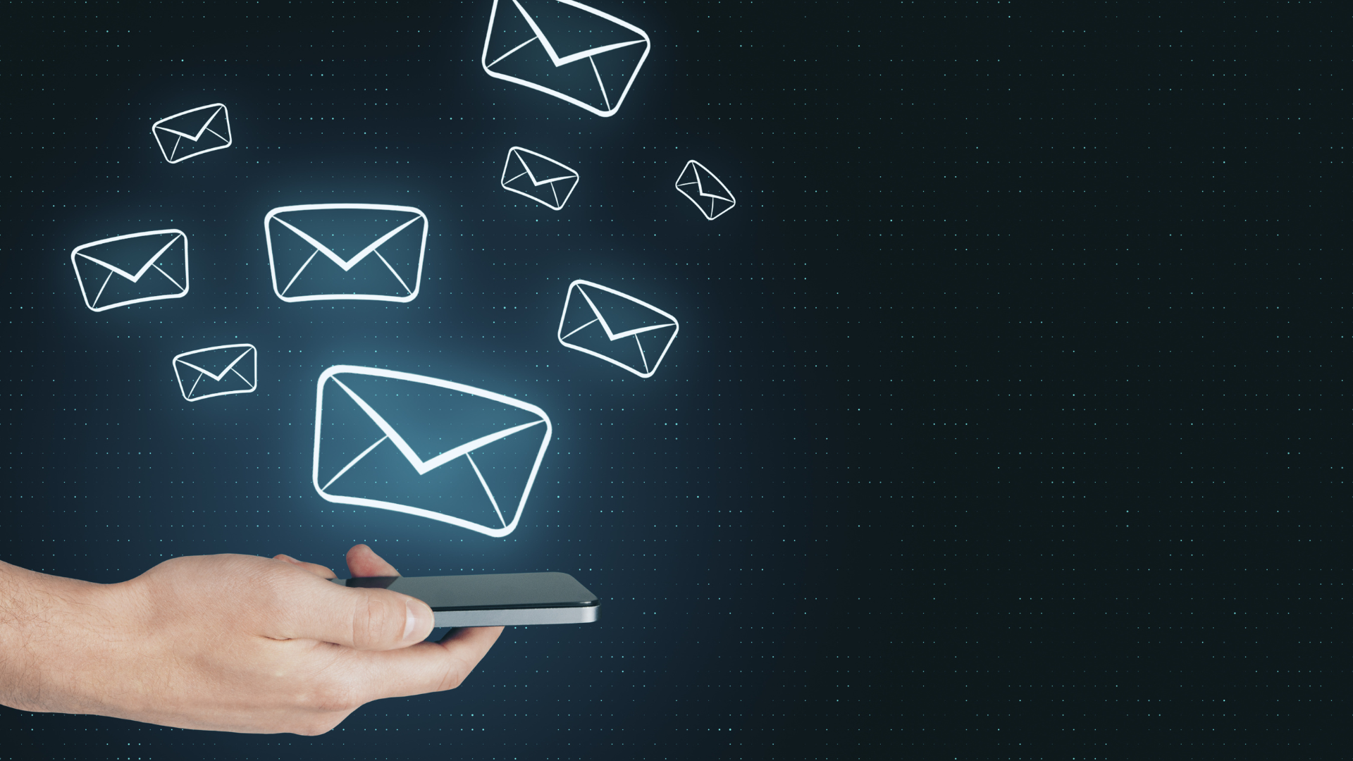 An image of a Burlington CPA who is holding a phone with messages coming out of it.